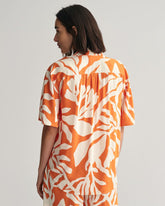 Relaxed Fit Palm Print Short Sleeve Shirt 32 / PUMPKIN ORANGE